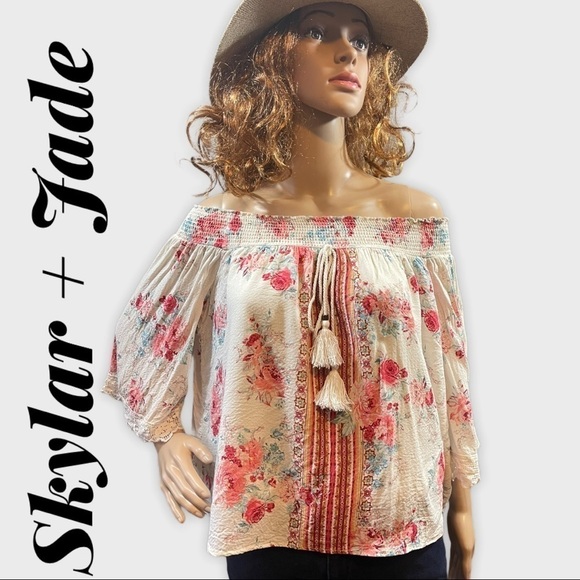 Skylar + JADE Off-Shoulder Floral Peasant Top - Picture 1 of 9
